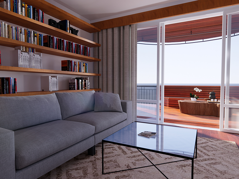 27平客厅装修 天津中新生态城 美式风格装修设计 客厅书房一